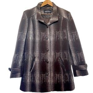 NORTHERN Reflections Jacket Wool Tweed Coat Brown Neutral Warm Button Up Large